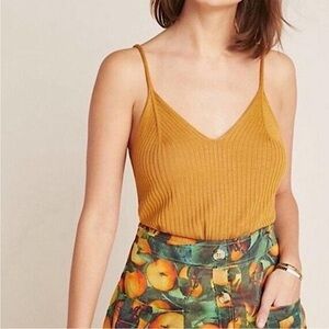 Anthropologie Ribbed Knit V-Neck Tank Top Size XL